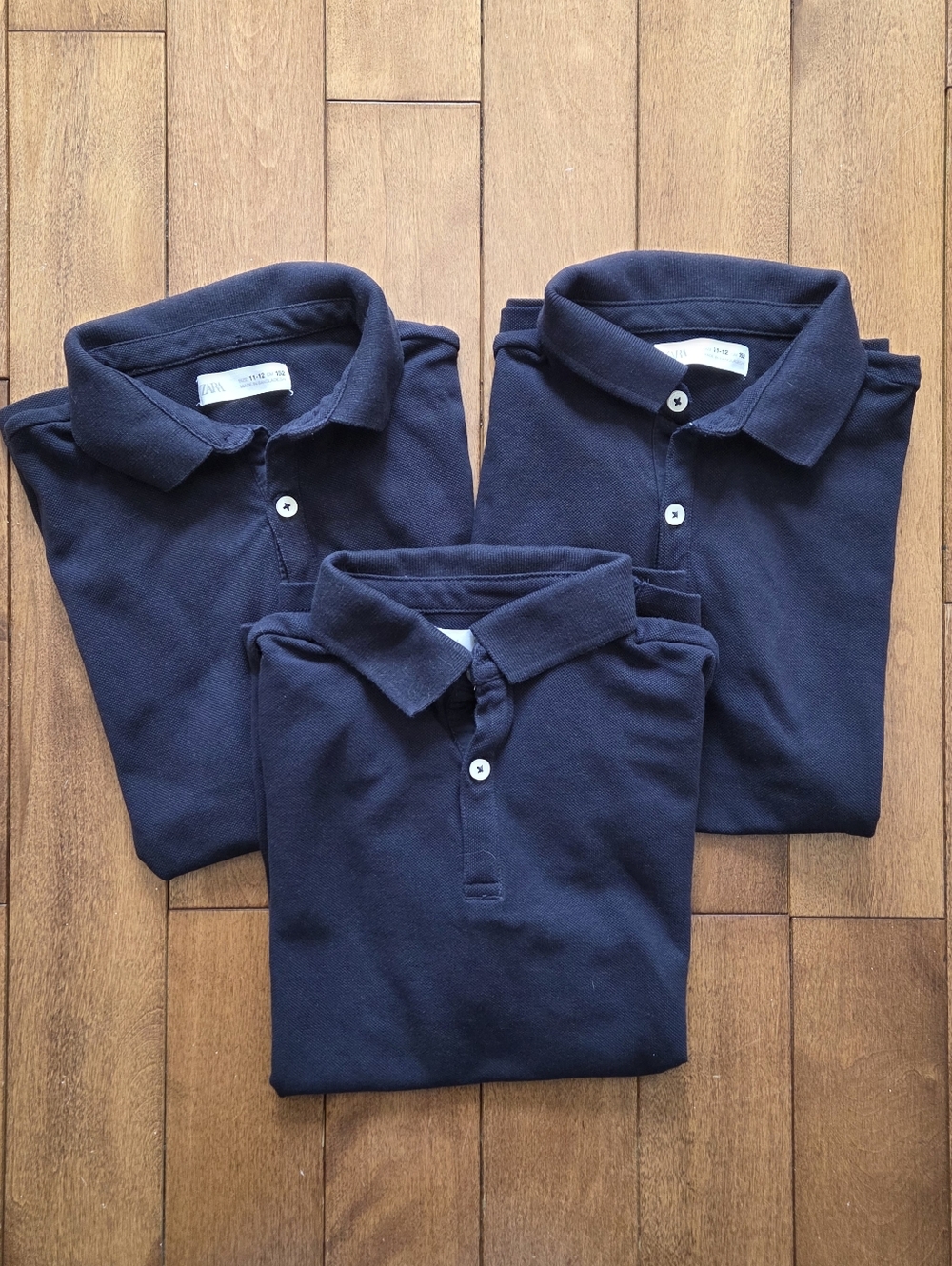 ZARA Kids Set Of 3 Classic Blue Short Sleeve Polo Shirt size 11-12